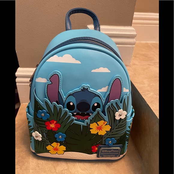 Disney Parks Excl. Loungefly Stitch 2022 Summer Popup Backpack Blue NEW … - Picture 2 of 6